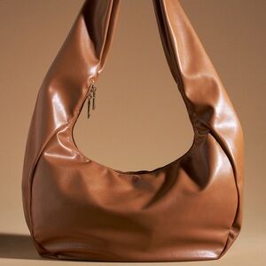 Timmie Faux-Leather Slouchy Shoulder Bag in Brown